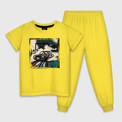 Пижама хлопковая детская JDM дрифт, цвет: желтый