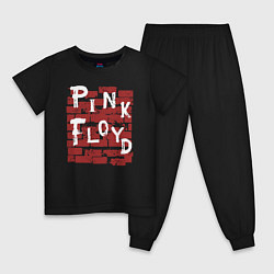 Пижама хлопковая детская Рок музыка pink floyd стена, цвет: черный