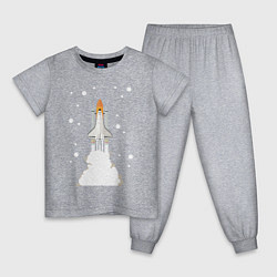 Пижама хлопковая детская Космический шаттл, цвет: меланж