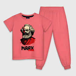 Пижама хлопковая детская Karl Marx - 3 цвета, цвет: коралловый