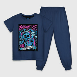Пижама хлопковая детская Blink 182 рок группа, цвет: тёмно-синий