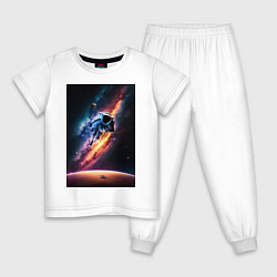 Пижама хлопковая детская Астронавт в космосе, цвет: белый