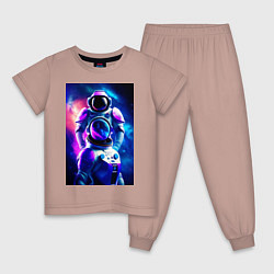Пижама хлопковая детская Космический герой, цвет: пыльно-розовый