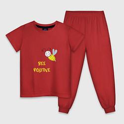 Пижама хлопковая детская Позитивная пчела, цвет: красный