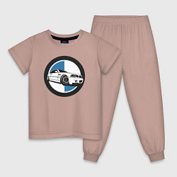 Пижама хлопковая детская BMW style, цвет: пыльно-розовый