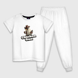 Пижама хлопковая детская Chicken Gun illustration, цвет: белый