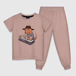 Пижама хлопковая детская Аниме Такса с синтезатором, цвет: пыльно-розовый
