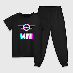Пижама хлопковая детская Значок Mini в стиле glitch, цвет: черный
