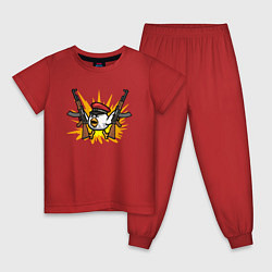Пижама хлопковая детская Взрывной цыпленок, цвет: красный