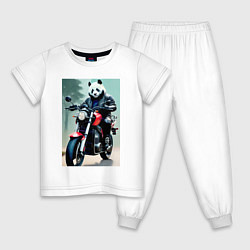 Пижама хлопковая детская Panda - cool biker, цвет: белый