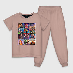 Пижама хлопковая детская Звездный путь посторы, цвет: пыльно-розовый