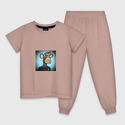 Пижама хлопковая детская NFT, цвет: пыльно-розовый