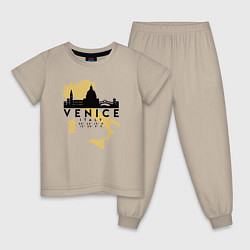 Пижама хлопковая детская Итальянская Венеция, цвет: миндальный