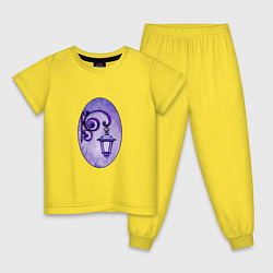 Пижама хлопковая детская Фиолетовый уличный фонарь в рамке, цвет: желтый