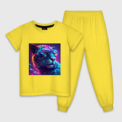 Пижама хлопковая детская Ягуар в очках, цвет: желтый
