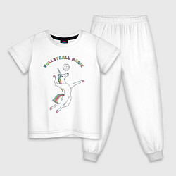Пижама хлопковая детская Волейбольная магия, цвет: белый