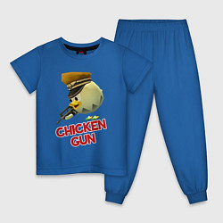 Пижама хлопковая детская Chicken Gun logo, цвет: синий