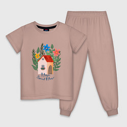 Пижама хлопковая детская Home, Sweet Home, цвет: пыльно-розовый