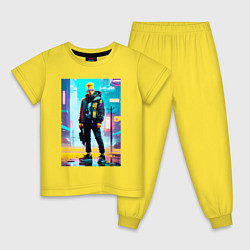 Пижама хлопковая детская Барт Симпсон а большом городе, цвет: желтый