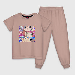 Пижама хлопковая детская Сейлор Мун ТРИО, цвет: пыльно-розовый