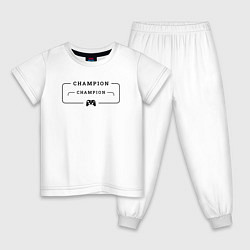 Пижама хлопковая детская S T A L K E R gaming champion: рамка с лого и джой, цвет: белый