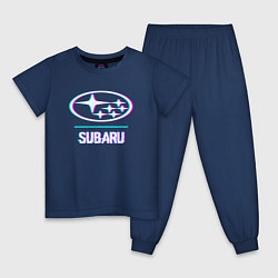 Детская пижама Значок Subaru в стиле glitch