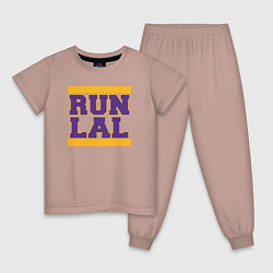 Пижама хлопковая детская Run Lakers, цвет: пыльно-розовый