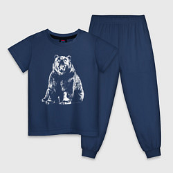 Пижама хлопковая детская Силуэт медведя, цвет: тёмно-синий