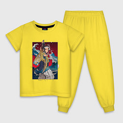 Пижама хлопковая детская Танжиро Камадо - Клинок рассекающий демонов, цвет: желтый