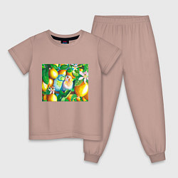 Детская пижама Попугаи в лимонах
