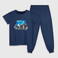 Детская пижама Ретро мотоцикл акварелью