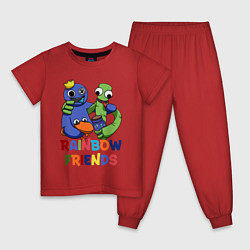 Пижама хлопковая детская Радужные друзья игра, цвет: красный