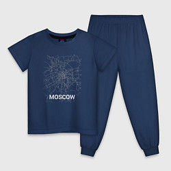 Пижама хлопковая детская Moscow map, цвет: тёмно-синий