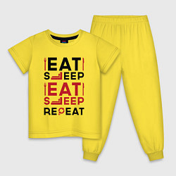 Пижама хлопковая детская Надпись: eat sleep S T A L K E R repeat, цвет: желтый