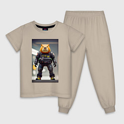 Пижама хлопковая детская Capy-policeman - cyberpunk, цвет: миндальный