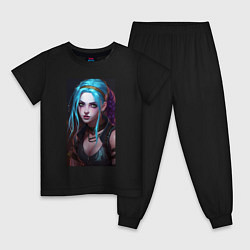 Пижама хлопковая детская Fantasy Jinx Arcane League of Legends, цвет: черный
