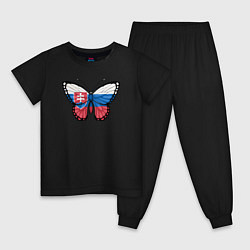 Пижама хлопковая детская Словакия бабочка, цвет: черный