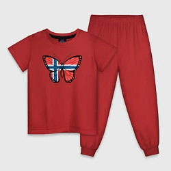 Пижама хлопковая детская Норвегия бабочка, цвет: красный