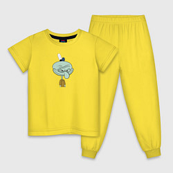 Пижама хлопковая детская Улыбка Сквидварда, цвет: желтый