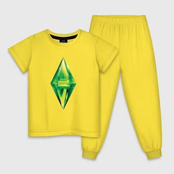 Пижама хлопковая детская Знак персонажа Симс, цвет: желтый
