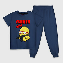Пижама хлопковая детская Chicken machine gun, цвет: тёмно-синий