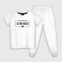 Пижама хлопковая детская Counter Strike gaming champion: рамка с лого и джо, цвет: белый