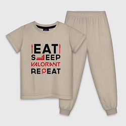 Детская пижама Надпись: eat sleep Valorant repeat