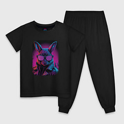 Пижама хлопковая детская Neon Rabbit Style, цвет: черный