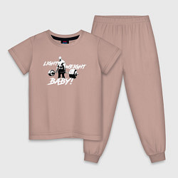 Пижама хлопковая детская Yeah buddy light weight, цвет: пыльно-розовый