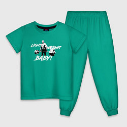 Пижама хлопковая детская Yeah buddy light weight, цвет: зеленый
