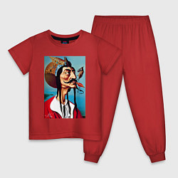Пижама хлопковая детская Портрет Сальвадора Дали - нейросеть, цвет: красный