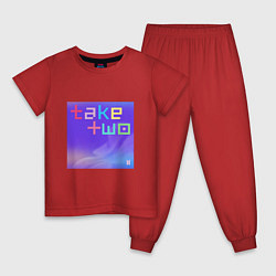 Пижама хлопковая детская BTS Take Two, цвет: красный