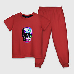 Пижама хлопковая детская Улыбка черепа, цвет: красный