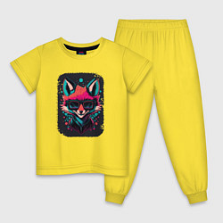 Пижама хлопковая детская Playful fox, цвет: желтый